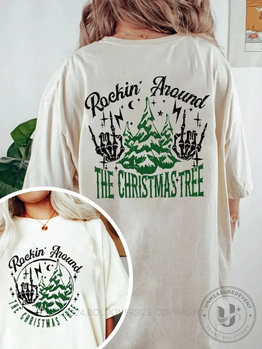 Rockin' Around The Christmas Tree Skeleton Hands Christmas Tree T-Shirt