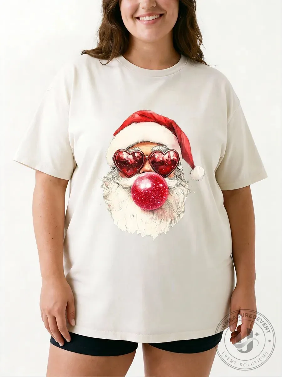 Vintage Santa Claus Bubble Gum Christmas Holiday Graphic T-Shirt